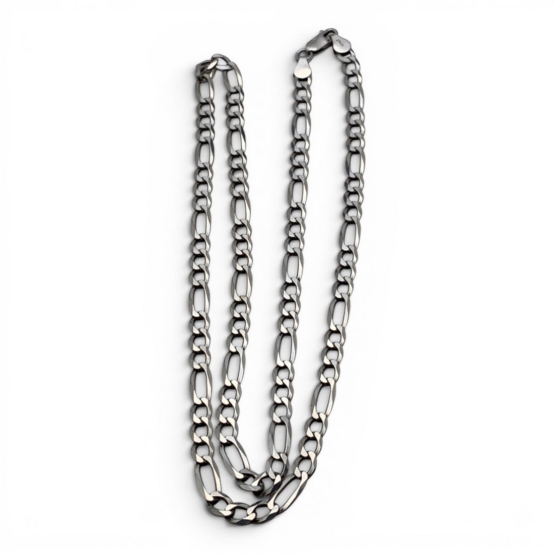Sterling Silver Italian Necklace: Sterling Silver Italian Necklace In A Figaro Style Marked: 925 - 23" Long - 14.5 Grams