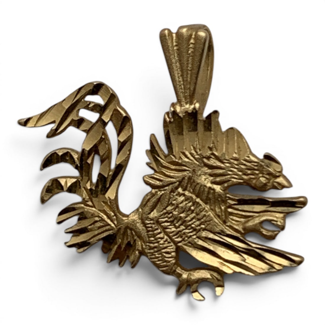 14k Yellow Gold Griffin Pendant: 14k Yellow Gold Pendant Designed As A GriffinMarked 14k - 3/4" Long - 1.2 DwtGemstones Tested With Presidium Gem Tester Il - Berners Does Not Guarantee Authenticity Of Gemstones