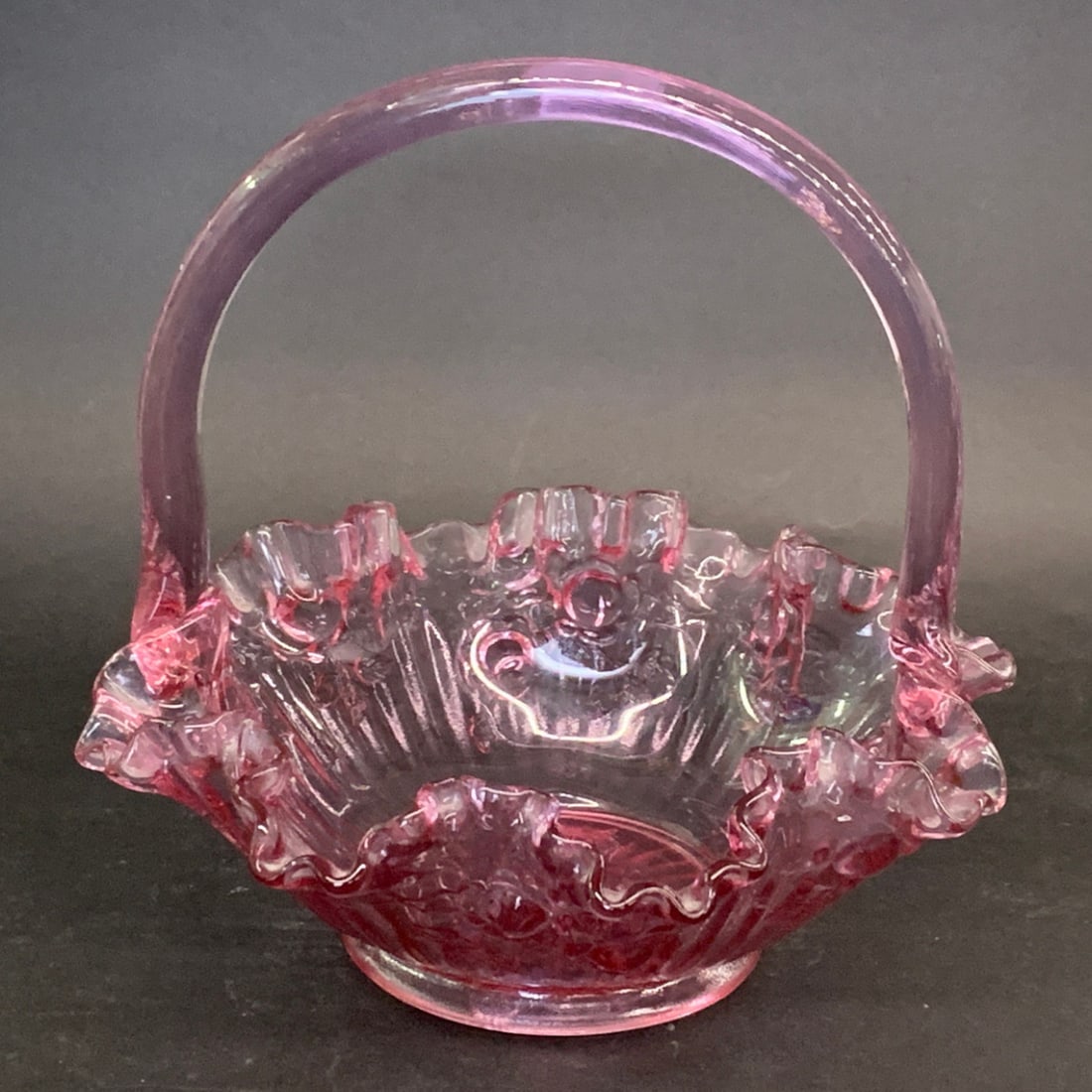Vintage Fenton Dusty Rose Glass Basket (1 of 7)