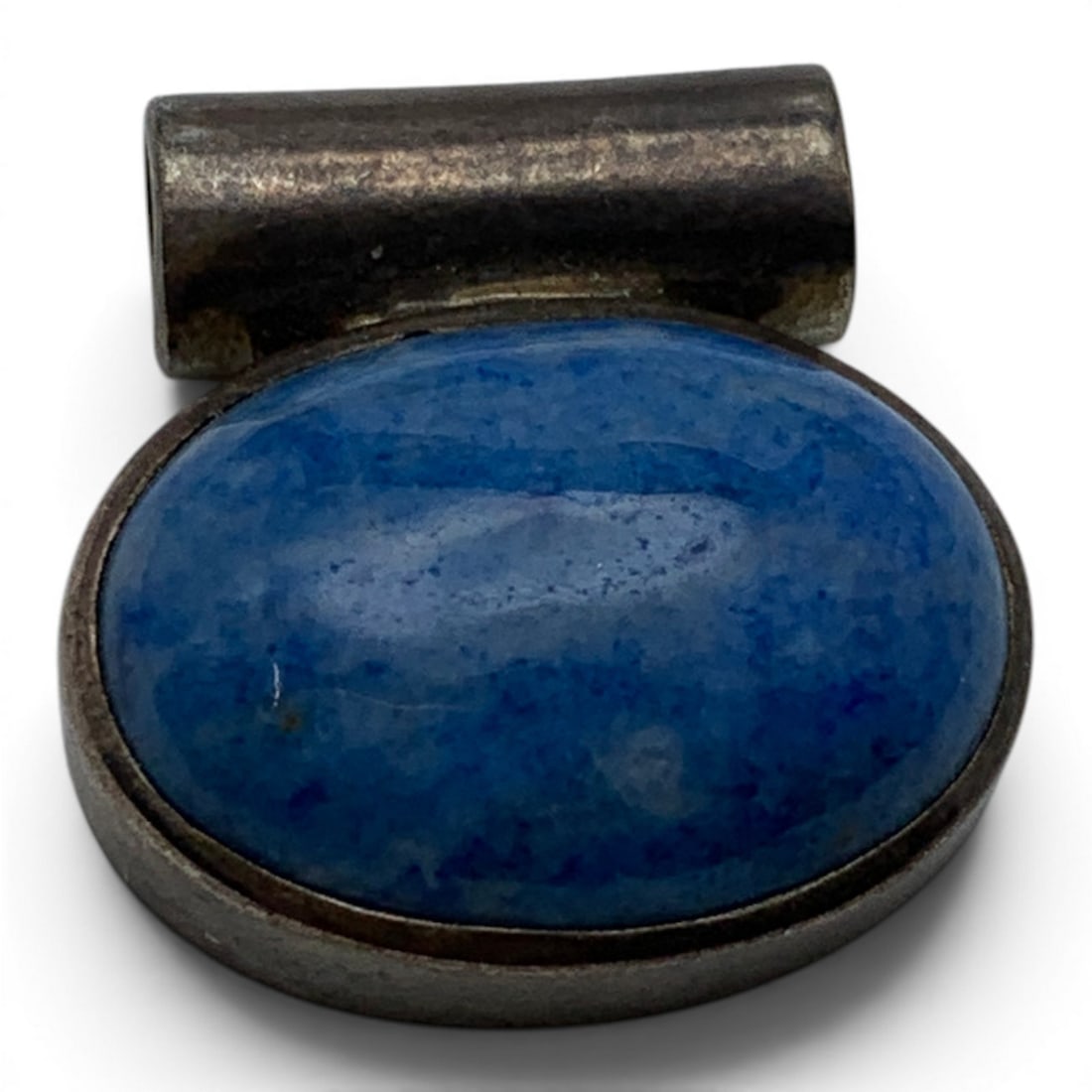 Sterling Silver & Blue Stone Pendant: Sterling Silver Pin Featuring A Blue Stone CabochonMarked: 925 - 3/4" Long - 5.9 Grams