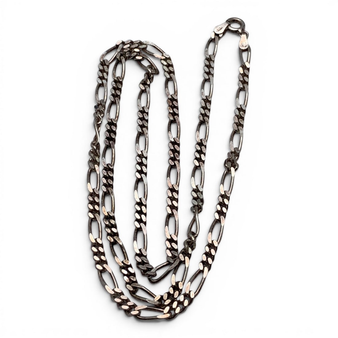 Sterling Silver Italian Necklace: Sterling Silver Italian Necklace In A Figaro Style Marked: 925 - 22" Long - 13.0 Grams
