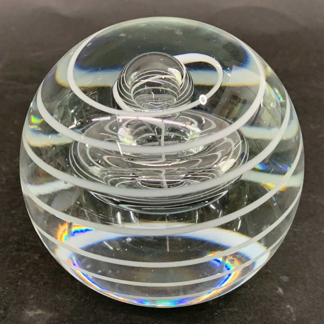 Vintage White Swirl Art Glass Paperweight: Vintage White Swirl Art Glass Paperweight3" Tall