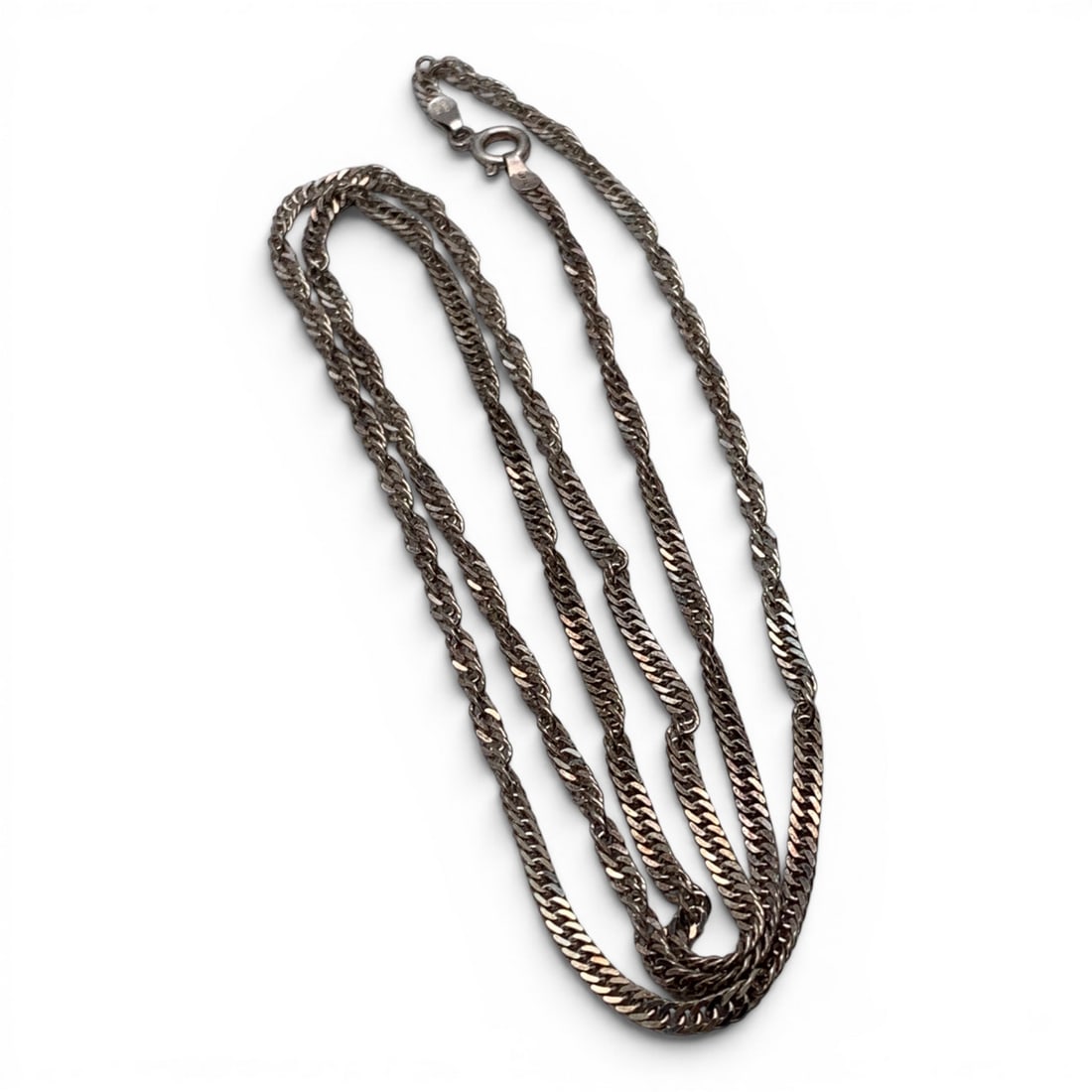 Sterling Silver Italian Necklace: Sterling Silver Italian Necklace In A Twisted Style Marked: 925 Italy - 26" Long - 8.1 Grams