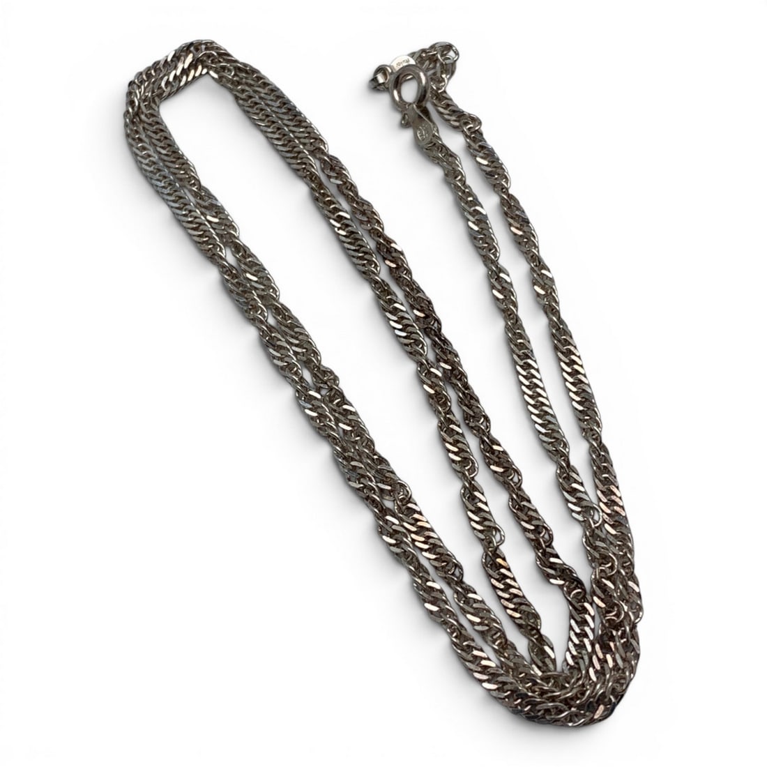 Sterling Silver Italian Necklace: Sterling Silver Italian Necklace In A Twisted Style Marked: 925 Italy - 24" Long - 7.7 Grams
