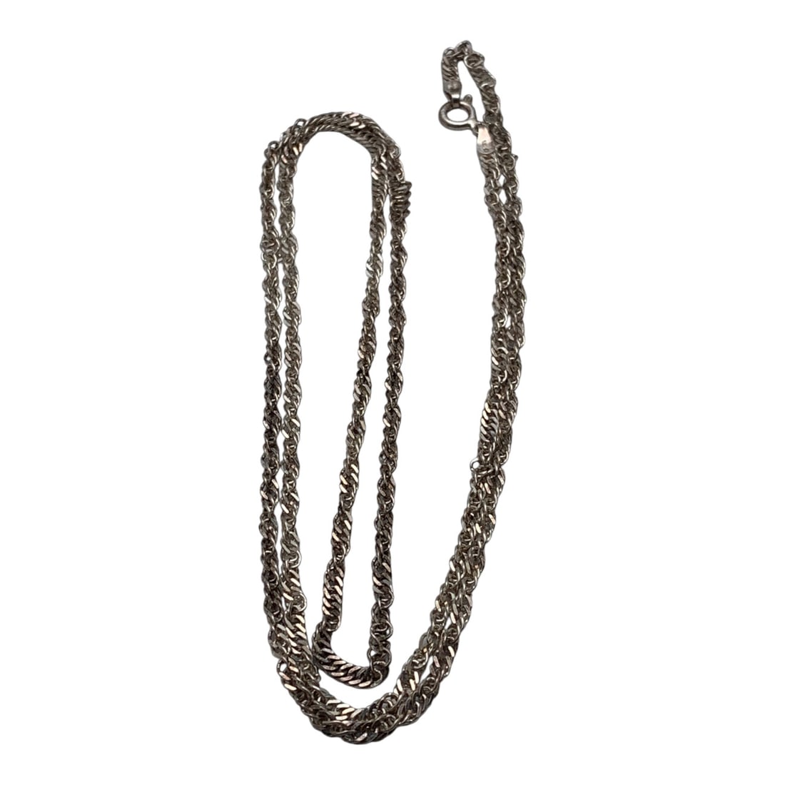 Sterling Silver Italian Necklace: Sterling Silver Italian Necklace In A Twisted Style Marked: 925 Italy - 27 1/2" Long - 9.2 Grams