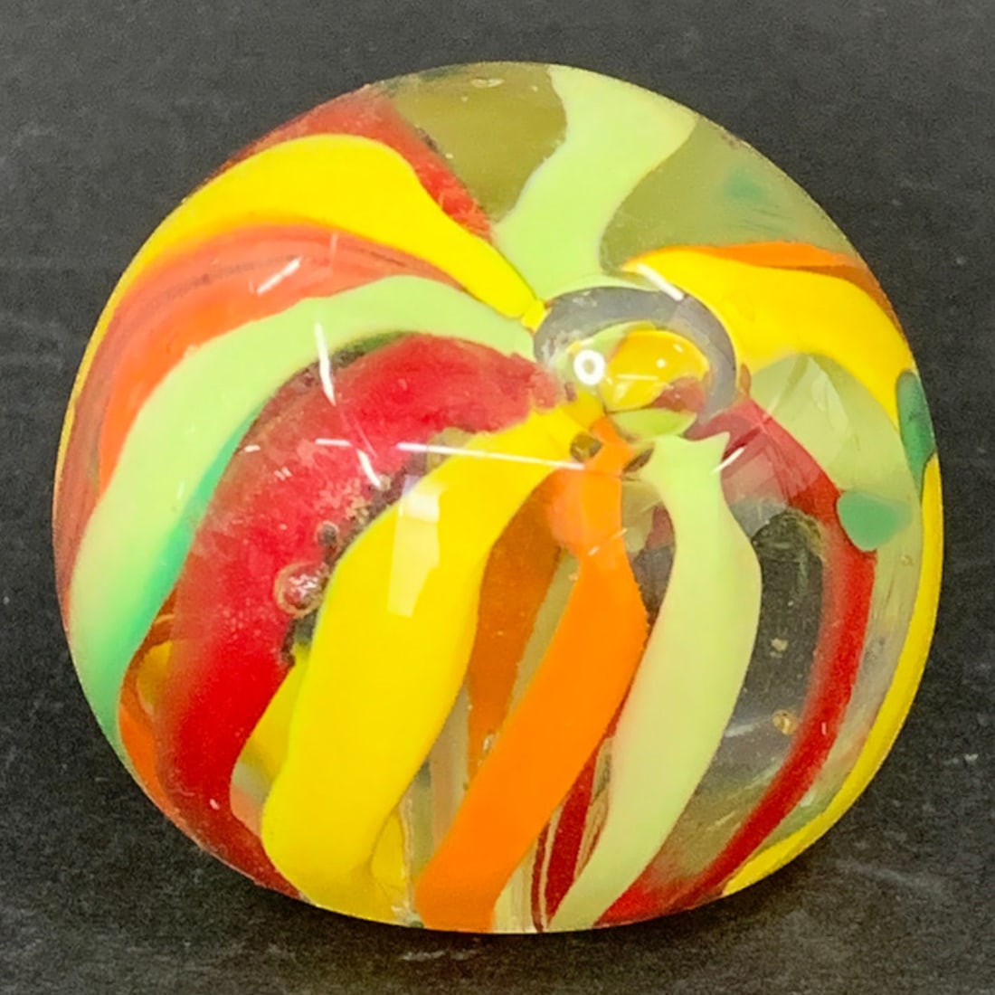 Hand Blown Art Glass Paperweight: Hand Blown Art Glass Paperweight Featuring A Multicolored Spiraled Design Marked On Bottom: A 20191 1/2" Tall