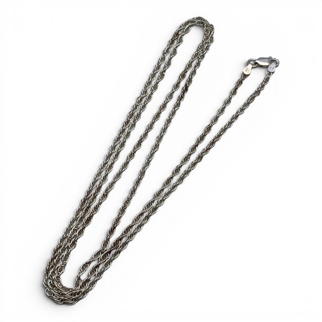 Sterling Silver Italian Necklace: Sterling Silver Italian Necklace With A Rope Style Marked: 925 Italy - 32 1/4" Long - 9.6 Grams