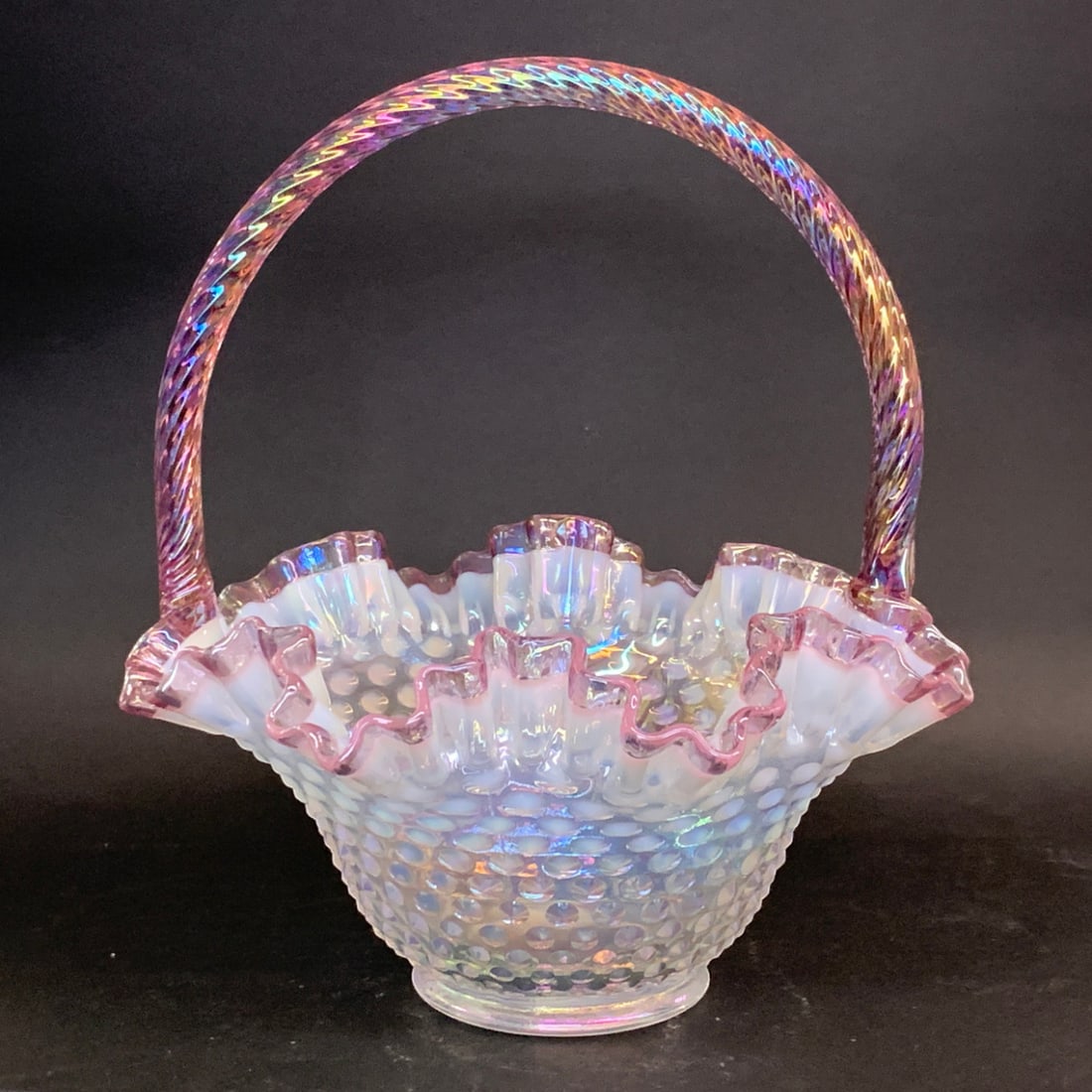 Fenton French Opalescent Hobnail Basket (1 of 14)