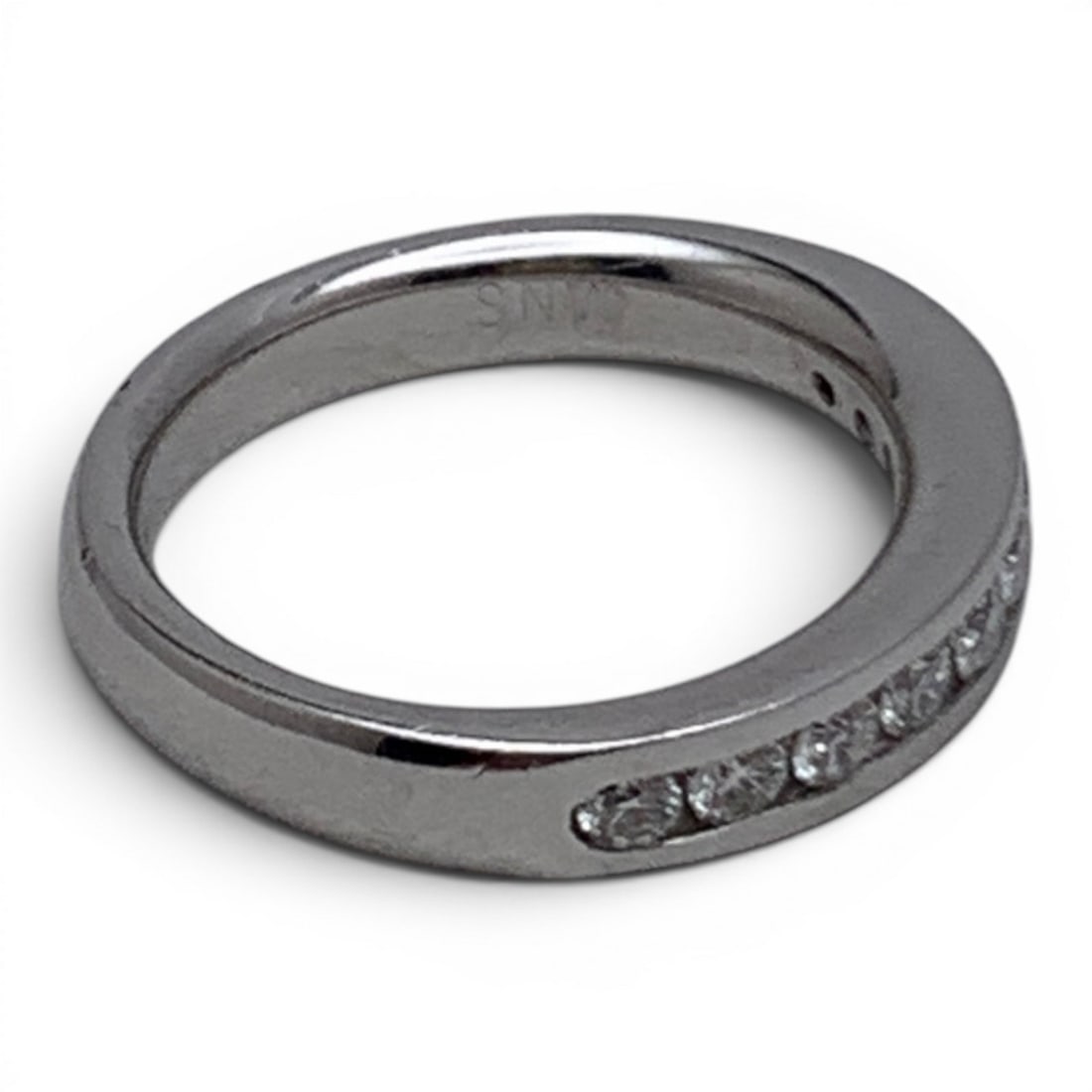 Platinum & White Sapphire Ring - 6
