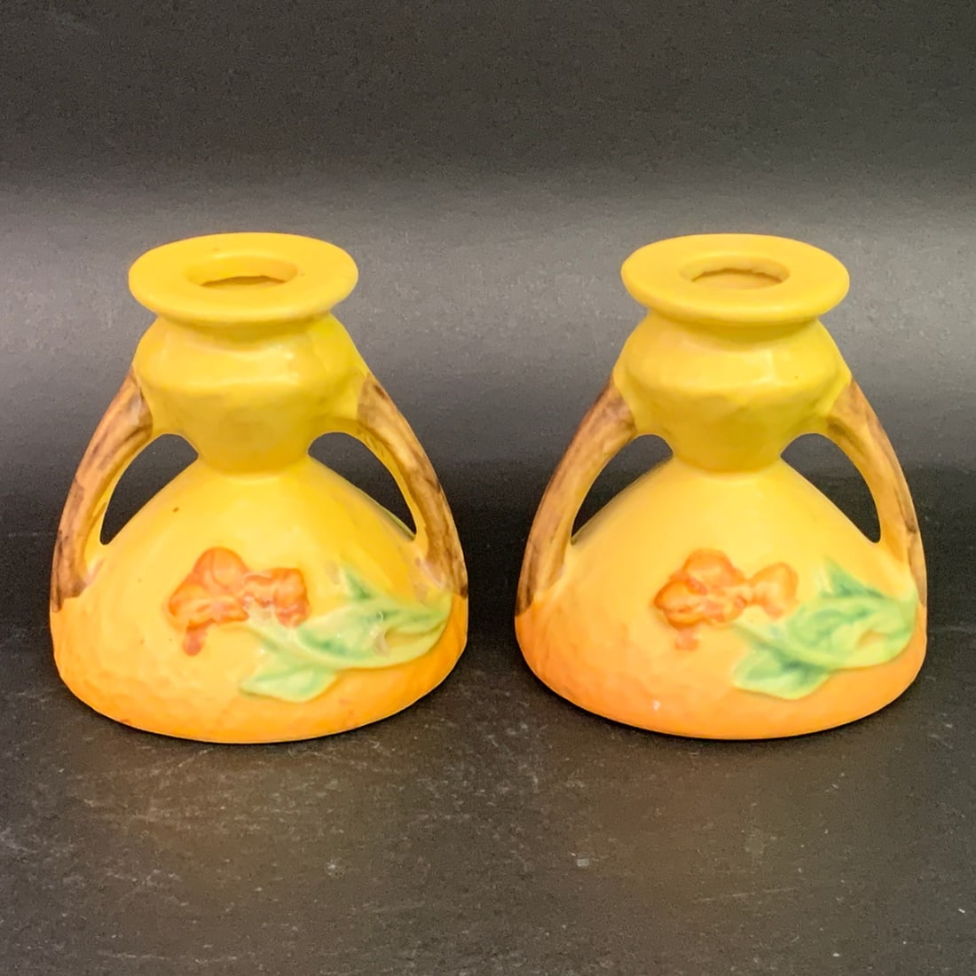 pair of Roseville Bittersweet candle Holders (1 of 10)