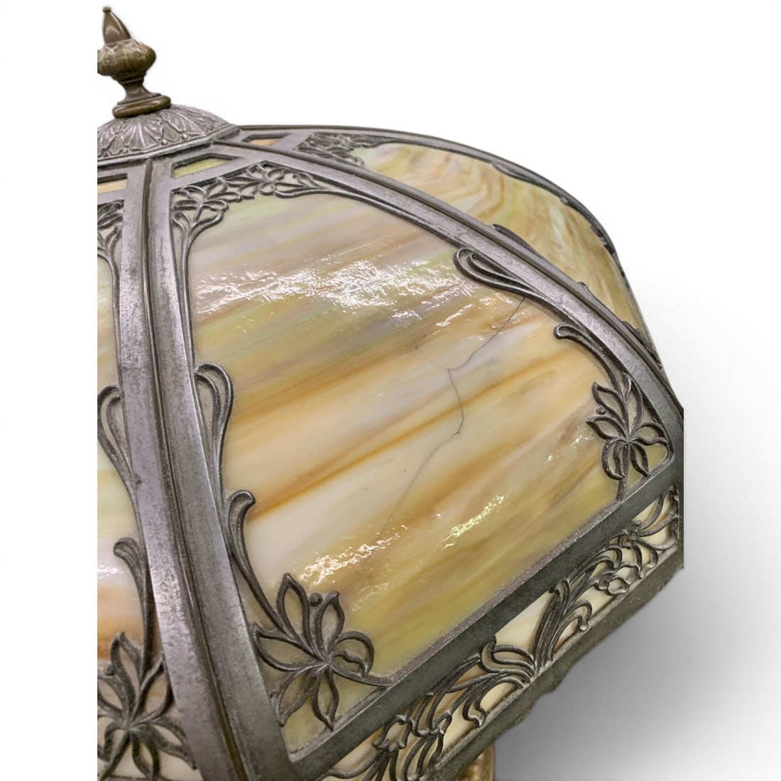 Antique Style Slag Glass Panel Table Lamp - 2