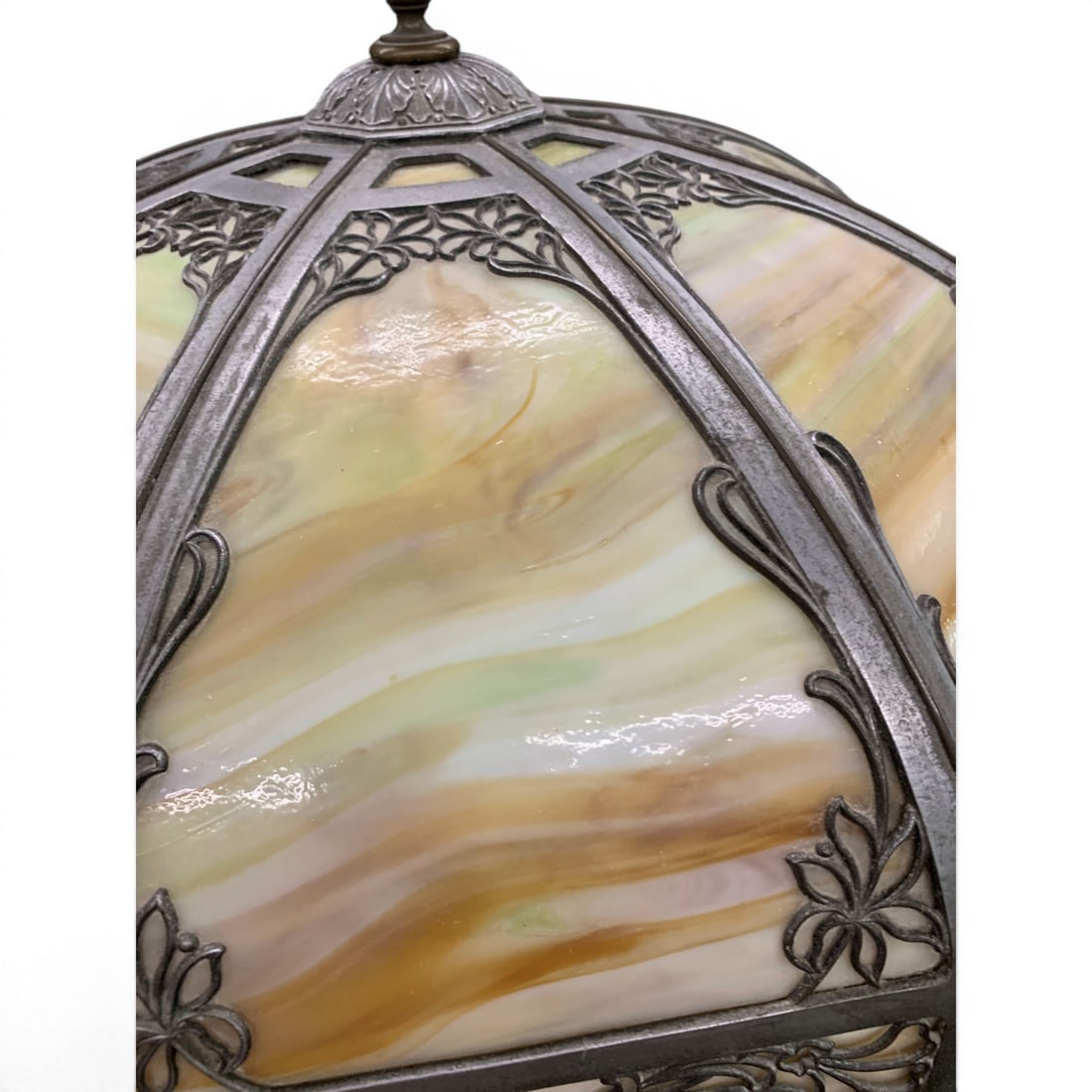 Antique Style Slag Glass Panel Table Lamp - 3