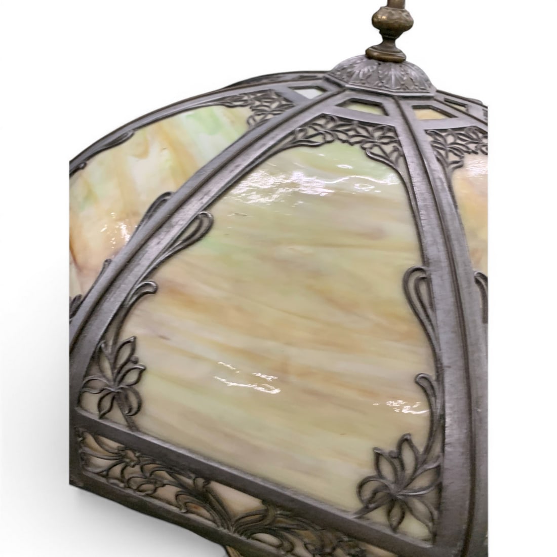 Antique Style Slag Glass Panel Table Lamp - 4
