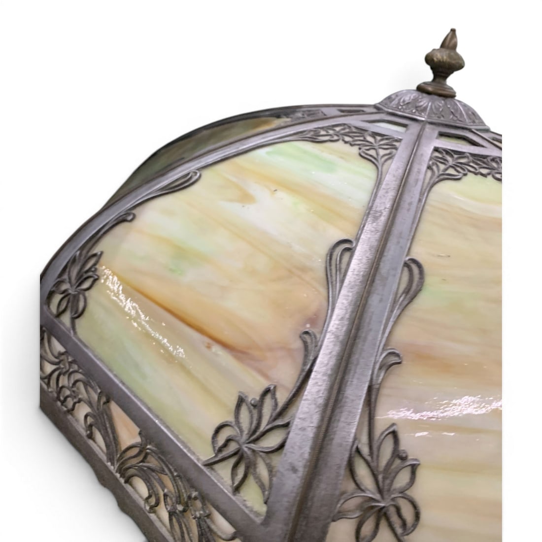 Antique Style Slag Glass Panel Table Lamp - 5