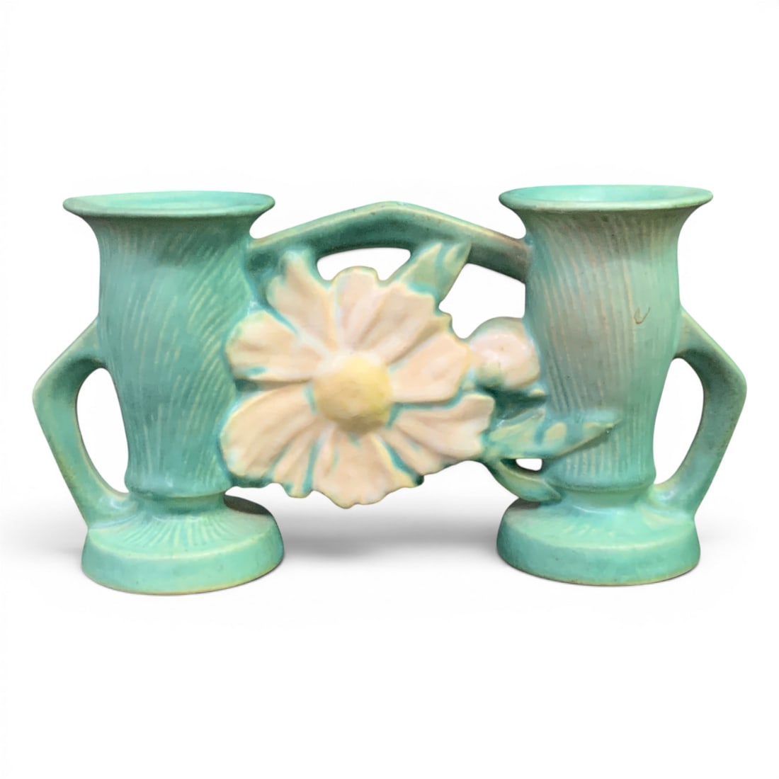Roseville Pottery Peony Double Bud Gate Vase (1 of 10)