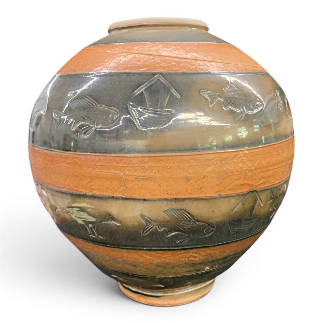 Large Vintage Glazed Pottery Case - 3