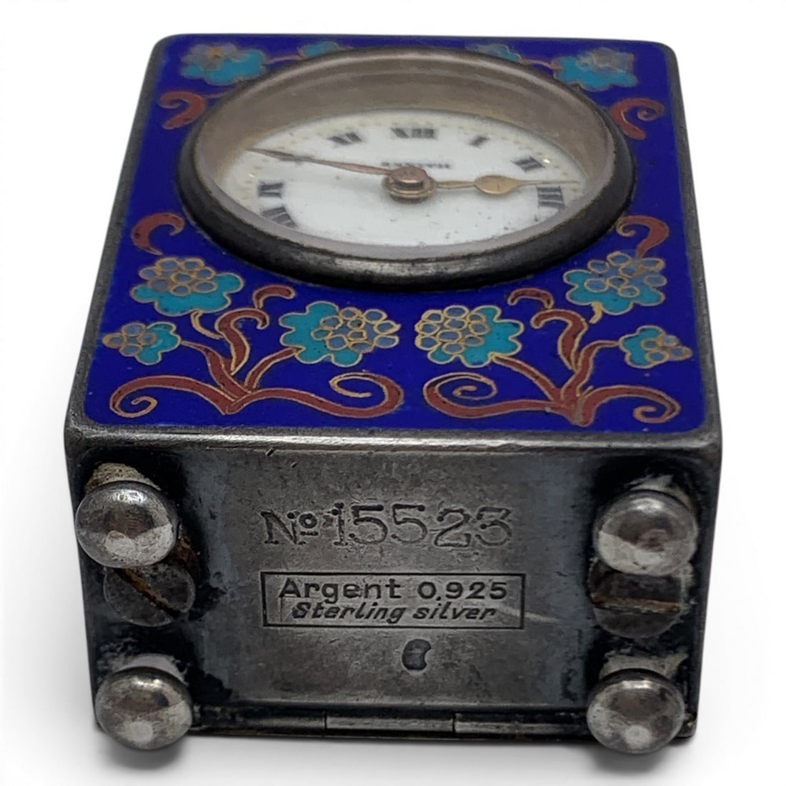Zenith Sterling Silver Cloisonne Carriage Clock - 7