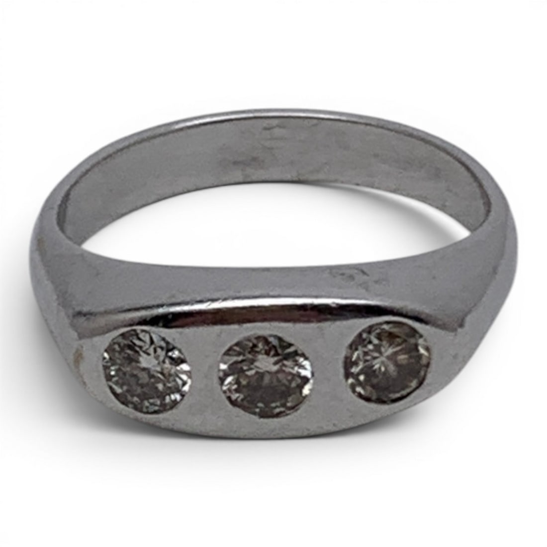 14k White Gold & Diamond Art Deco Ring: 14k White Gold Art Deco Ring Featuring 3 Round Cut Diamonds Approx. 0.33ct EachTests 14k - Size 11 - 5.3 DwtGemstones Tested With Presidium Gem Tester Il - Berners Does Not Guarantee Authenticity Of