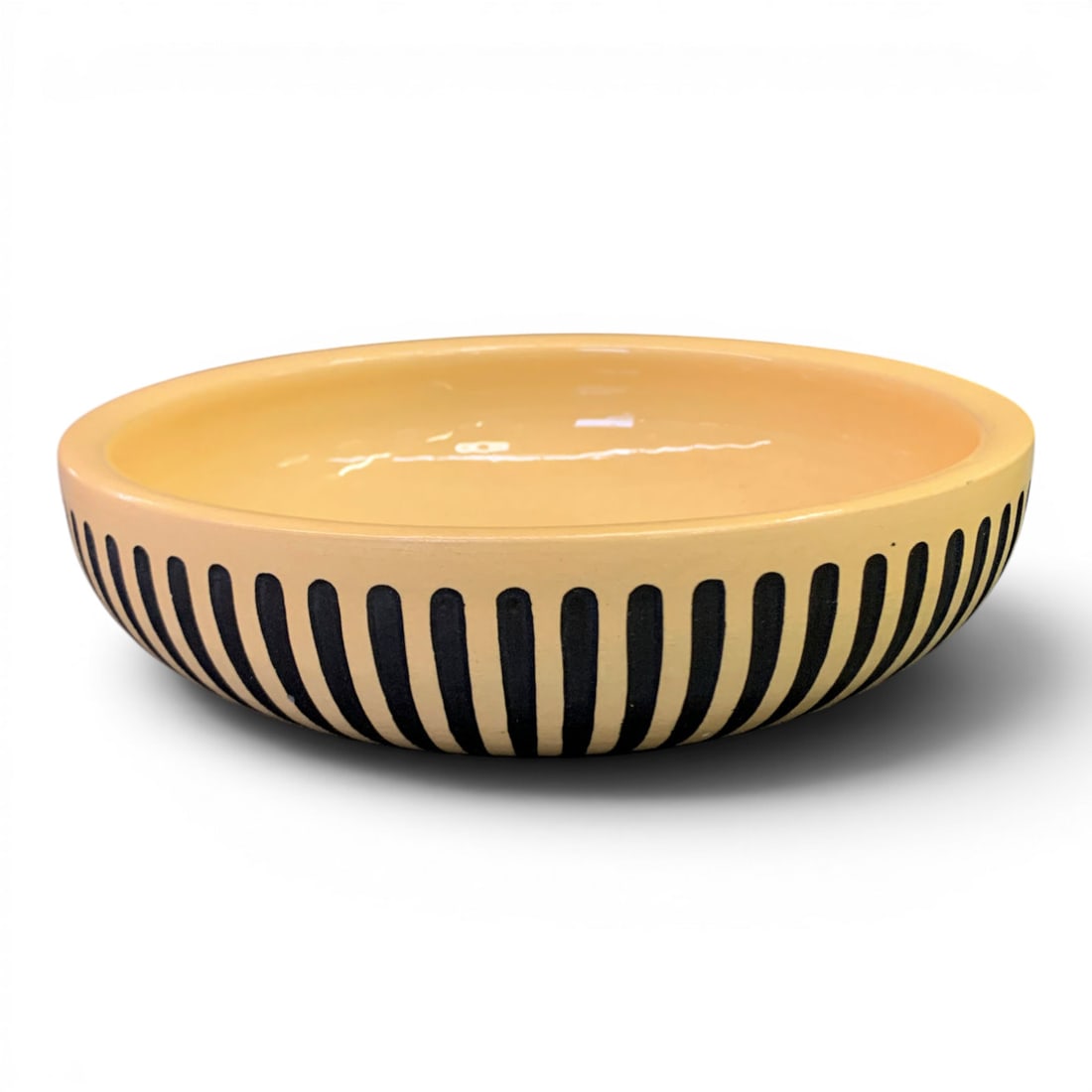 Vintage Yellow & Black Striped Art Pottery Bowl (1 of 6)