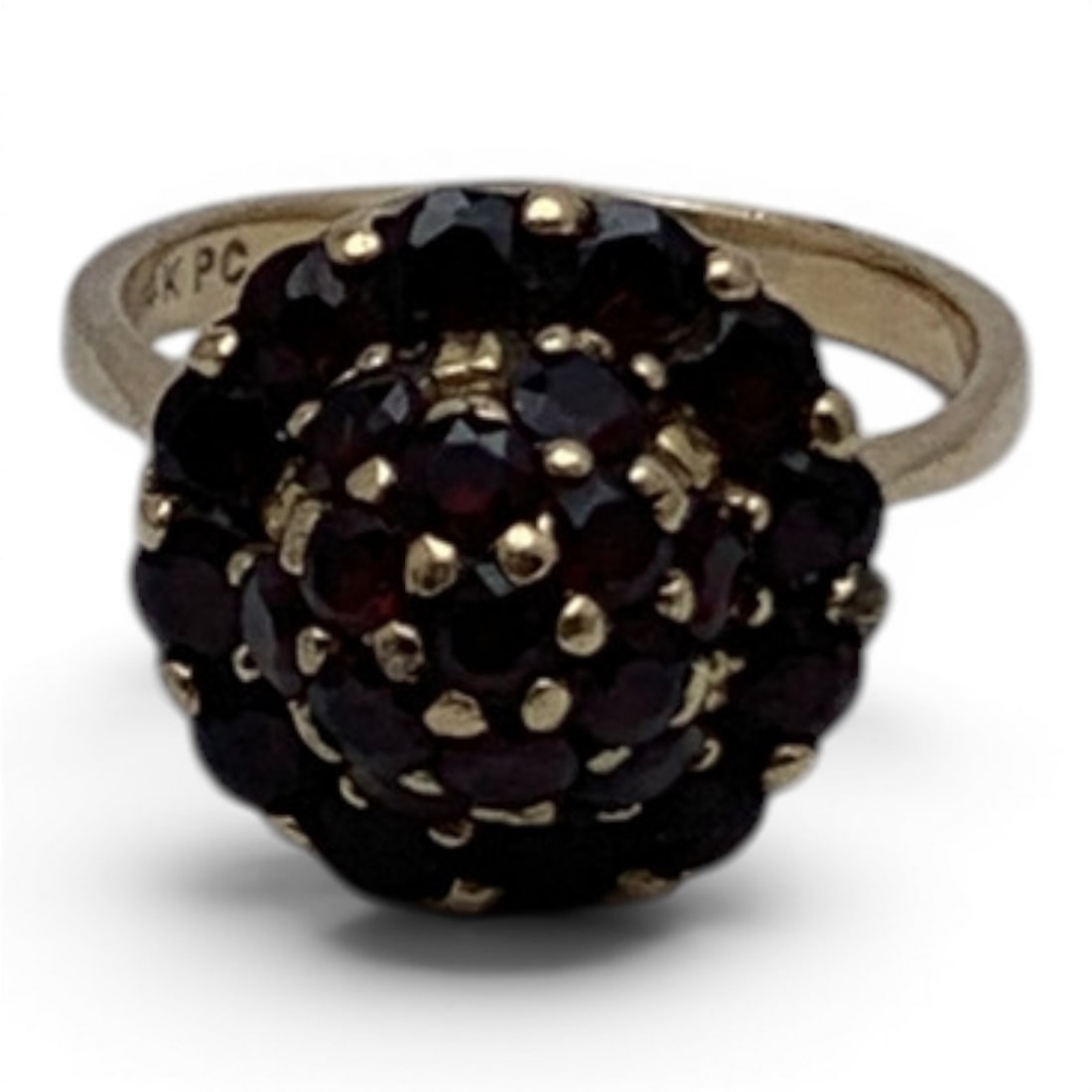 Victorian 14k Yellow Gold & Red Garnet Ring: Victorian 14k Yellow Gold Ring Featuring Round Cut Red Garnet GemstonesMarked: 14k - Size 6 - 3.3 DwtGemstones Tested With Presidium Gem Tester Il - Berners Does Not Guarantee Authenticity Of