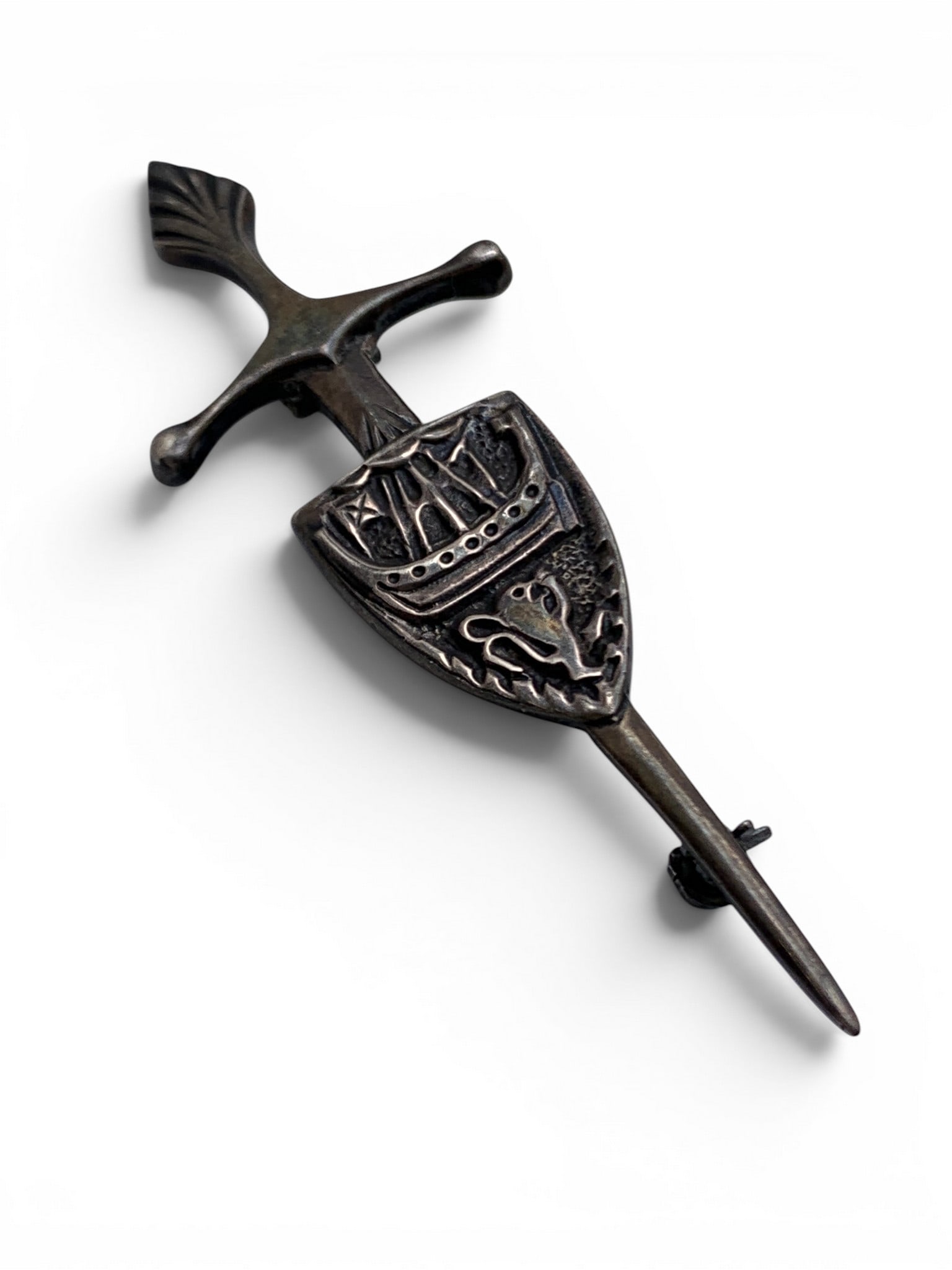 Sterling English Hallmarked Sword & Shield Pin (1 of 5)
