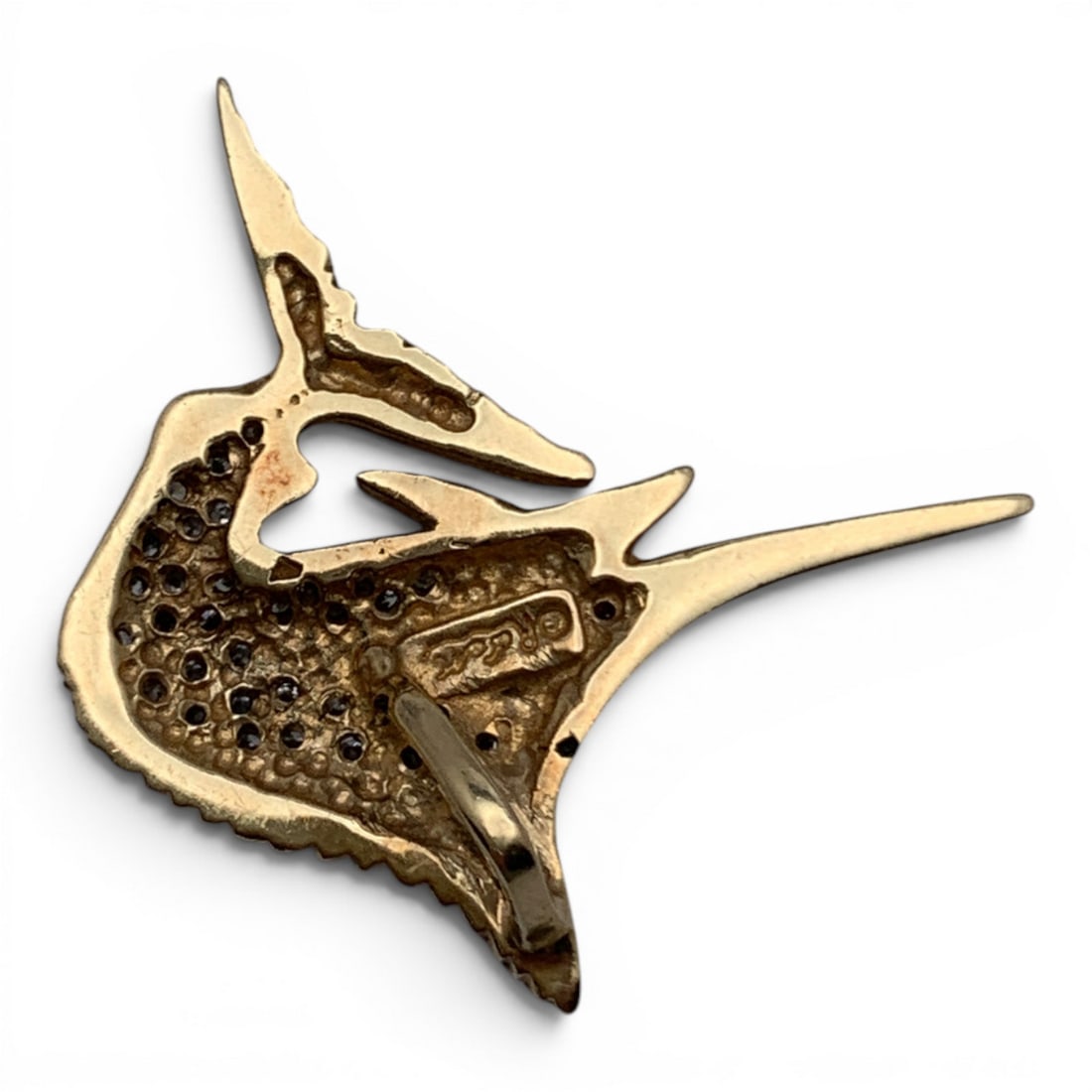 14k Yellow Gold Diamond & Ruby Marlin Pendant - 5
