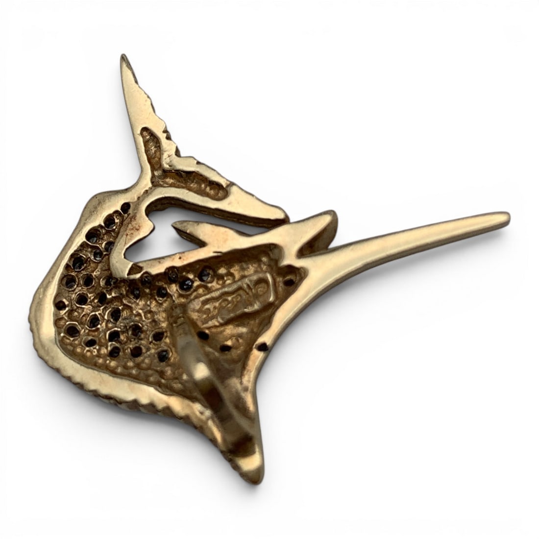 14k Yellow Gold Diamond & Ruby Marlin Pendant - 6