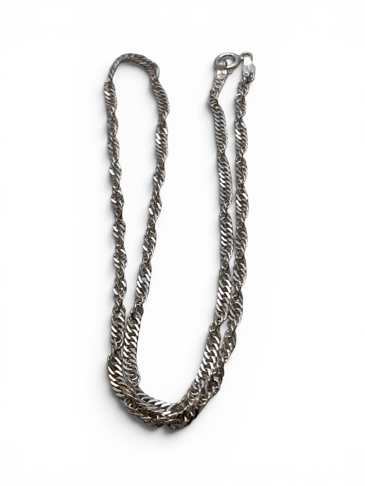 Sterling Silver Italian Twist Necklace: Sterling Silver Italian Necklace In A Twist Style Marked: 925 Italy - 16" Long - 5.3 Grams