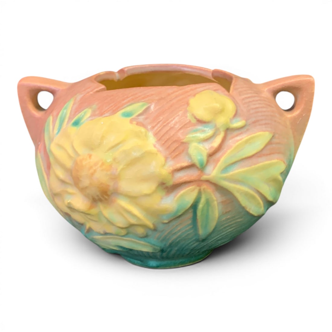 Roseville Pottery Peony Pink Double Handled Bowl (1 of 6)