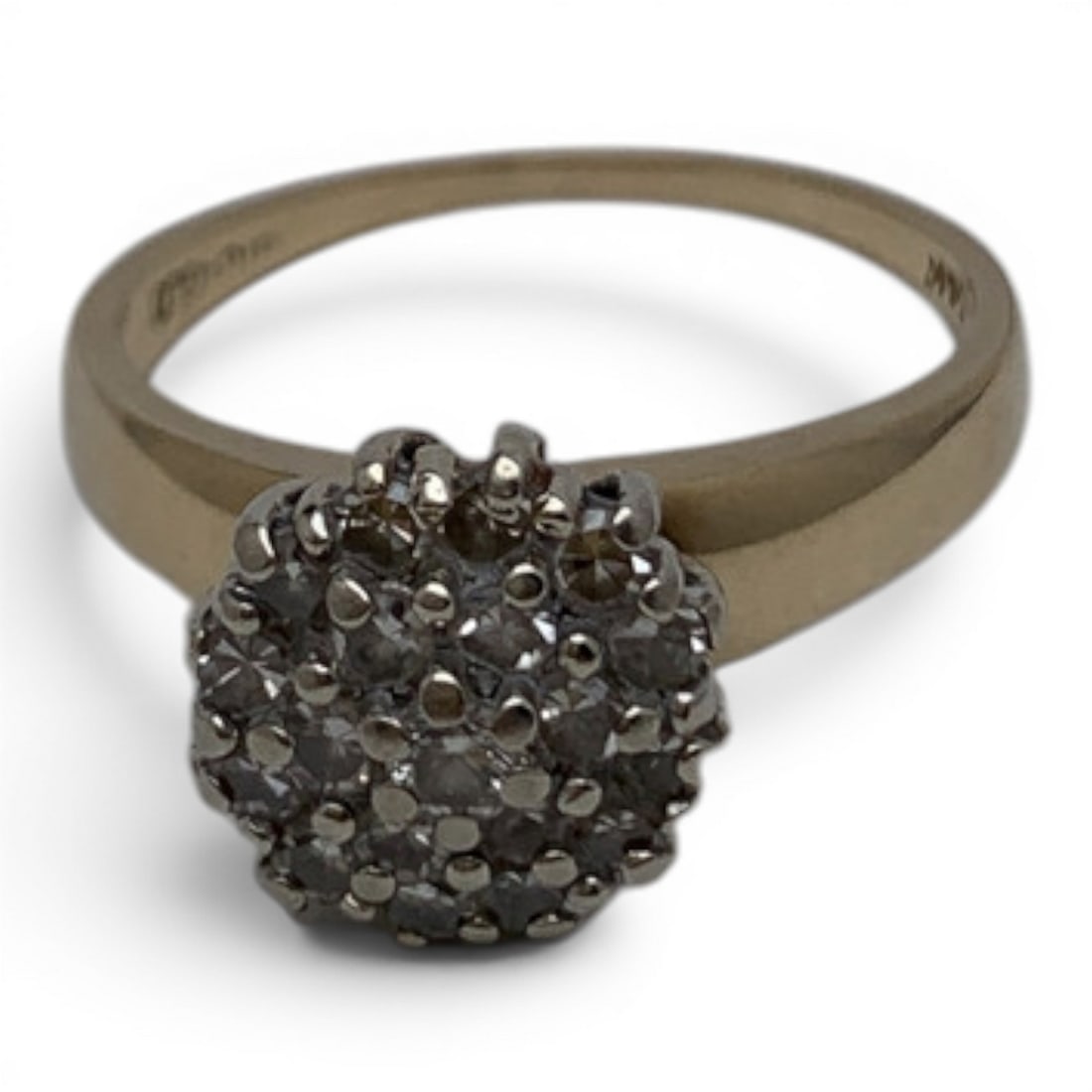 14k Yellow Gold & Diamond Ring: 14k Yellow Gold Ring Featuring 20 Round Cut Diamonds Approx. 0.05ct EachMarked: 14k - Size 6.5 - 2.1 DwtGemstones Tested With Presidium Gem Tester Il - Berners Does Not Guarantee Authenticity Of