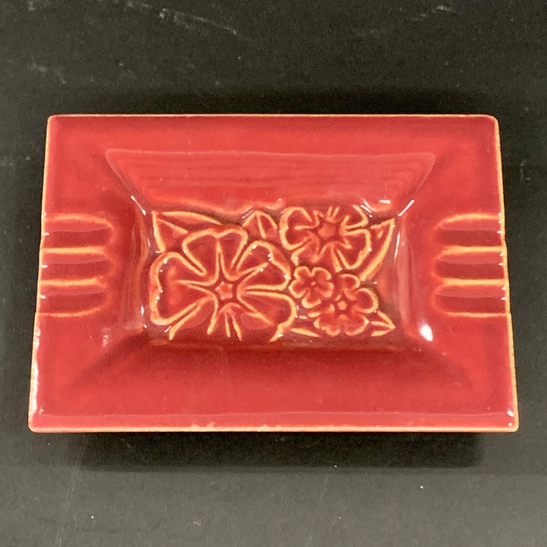 Vintage Romany Tile Burgundy Miniature Tray: Vintage Romany Tile Burgundy Miniature TrayMarked On Bottom: Romany, Usqtco4 1/2" Long