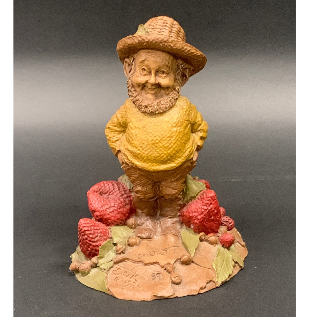Tom Clark Gnome Figurine, Shorty: Signed Shorty. T. Clark. 1984. 6" Tall.