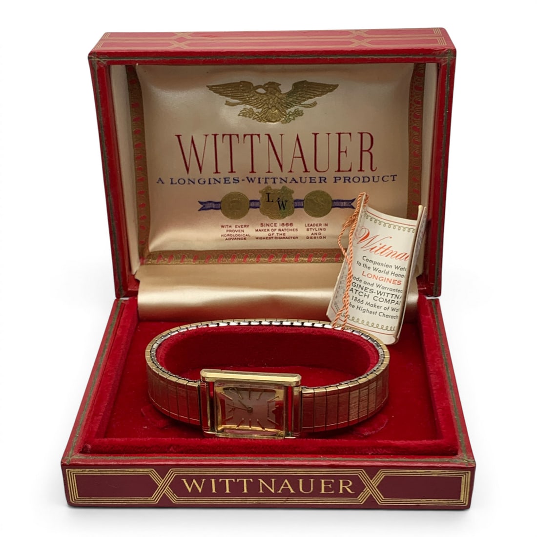 10k Gold Filled Wittnauer Stretch Band Watch: Vintage 10k Gold Filled Wittnauer Stretch Band Wrist WatchMarked On Face: Wittnauer, SwissMarked On Back Case: 10k Gold Filled, Wittnauer New York Geneva Montreal, Star W. C. Co., 2361 9wn,