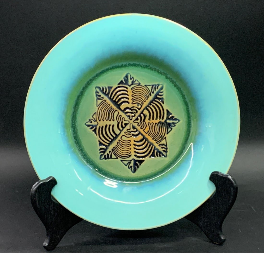 Vintage Romany Tile Teal Plate (1 of 5)