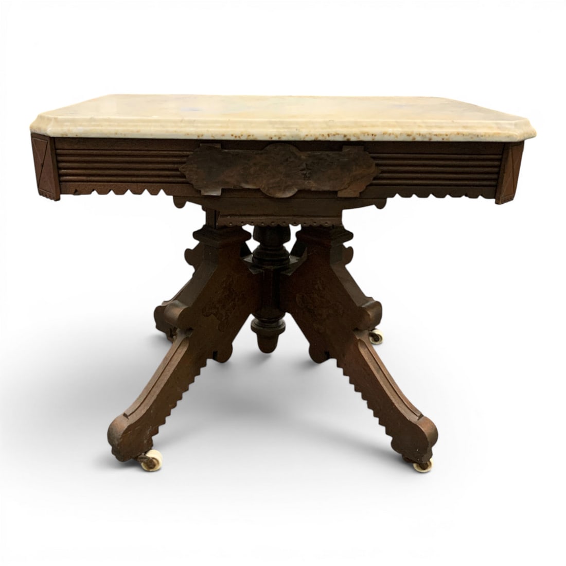 Victorian Walnut & Marble Parlor Table (1 of 8)