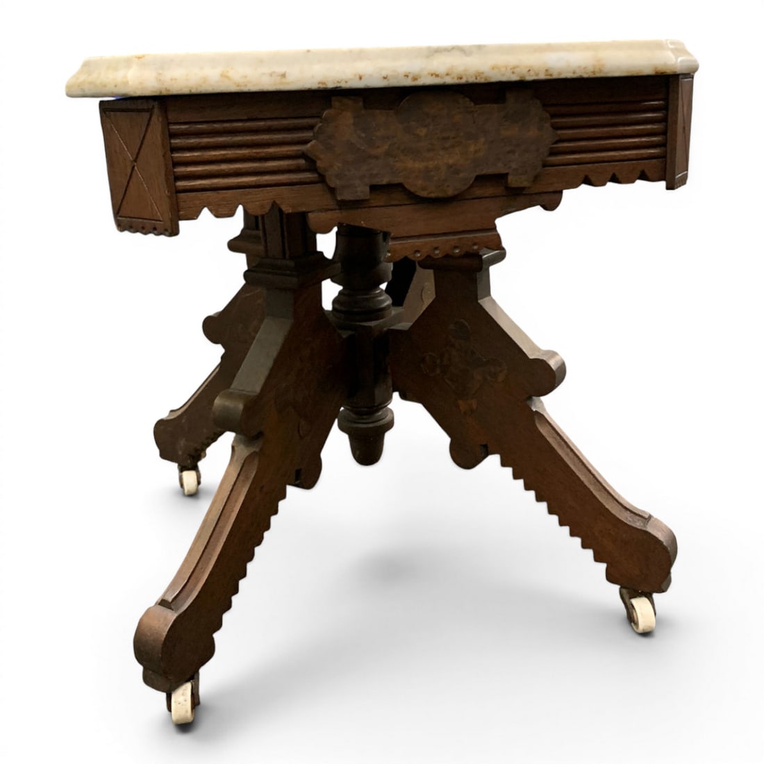 Victorian Walnut & Marble Parlor Table - 3