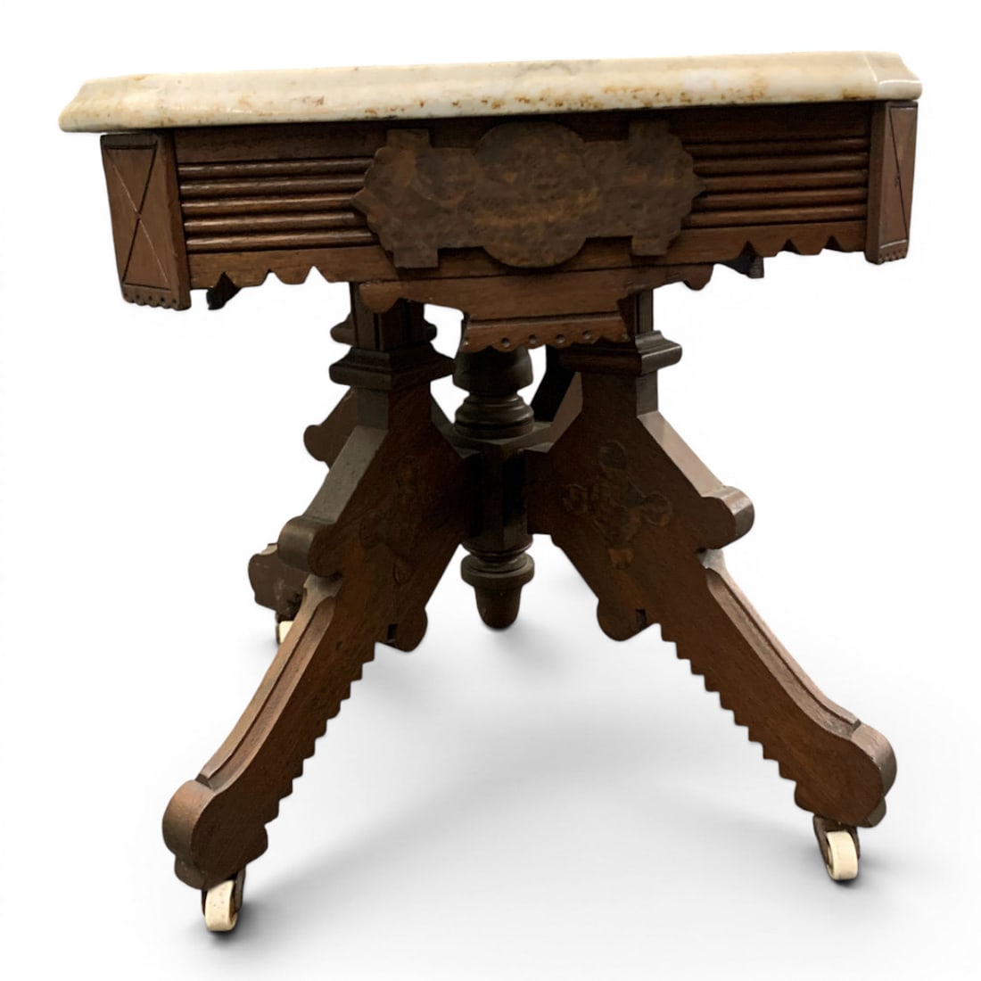 Victorian Walnut & Marble Parlor Table - 4