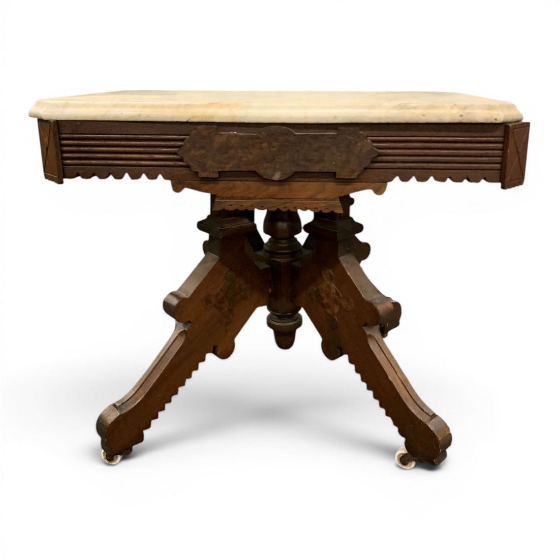 Victorian Walnut & Marble Parlor Table - 5