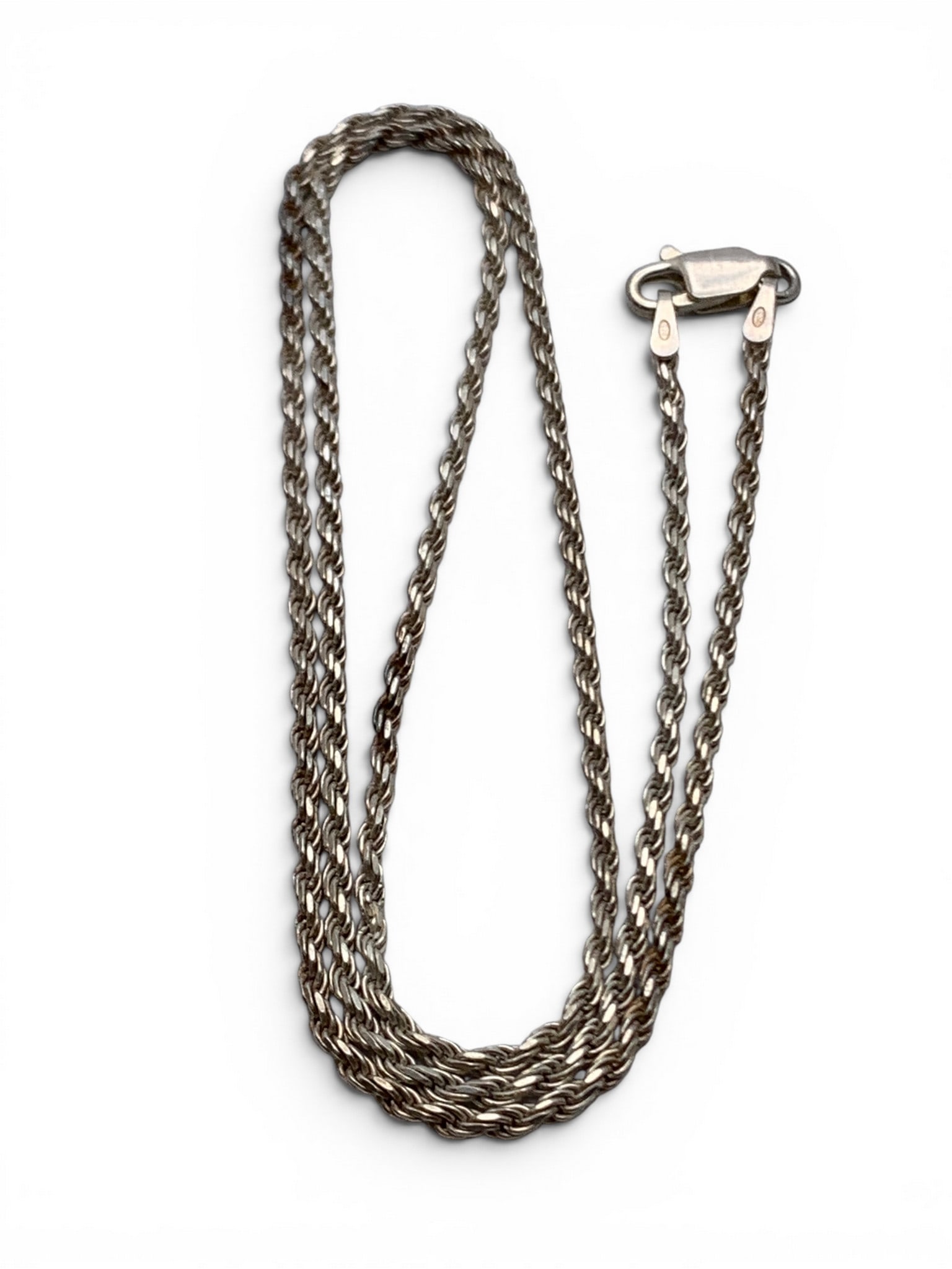 Sterling Silver Italian Rope Style Necklace: Sterling Silver Italian Necklace In A Rope Style Marked: 925 Italy - 18" Long - 5.3 Grams