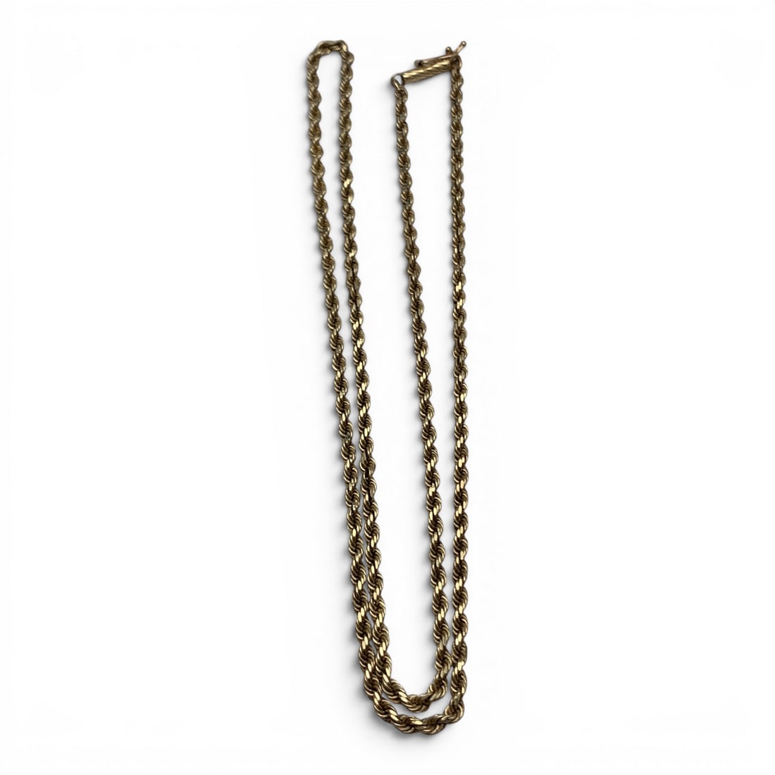 14k Yellow Gold Rope Style Necklace: 14k Yellow Gold Necklace In A Rope Style Marked: 14k - 18 3/8" Long - 5.4 Dwt