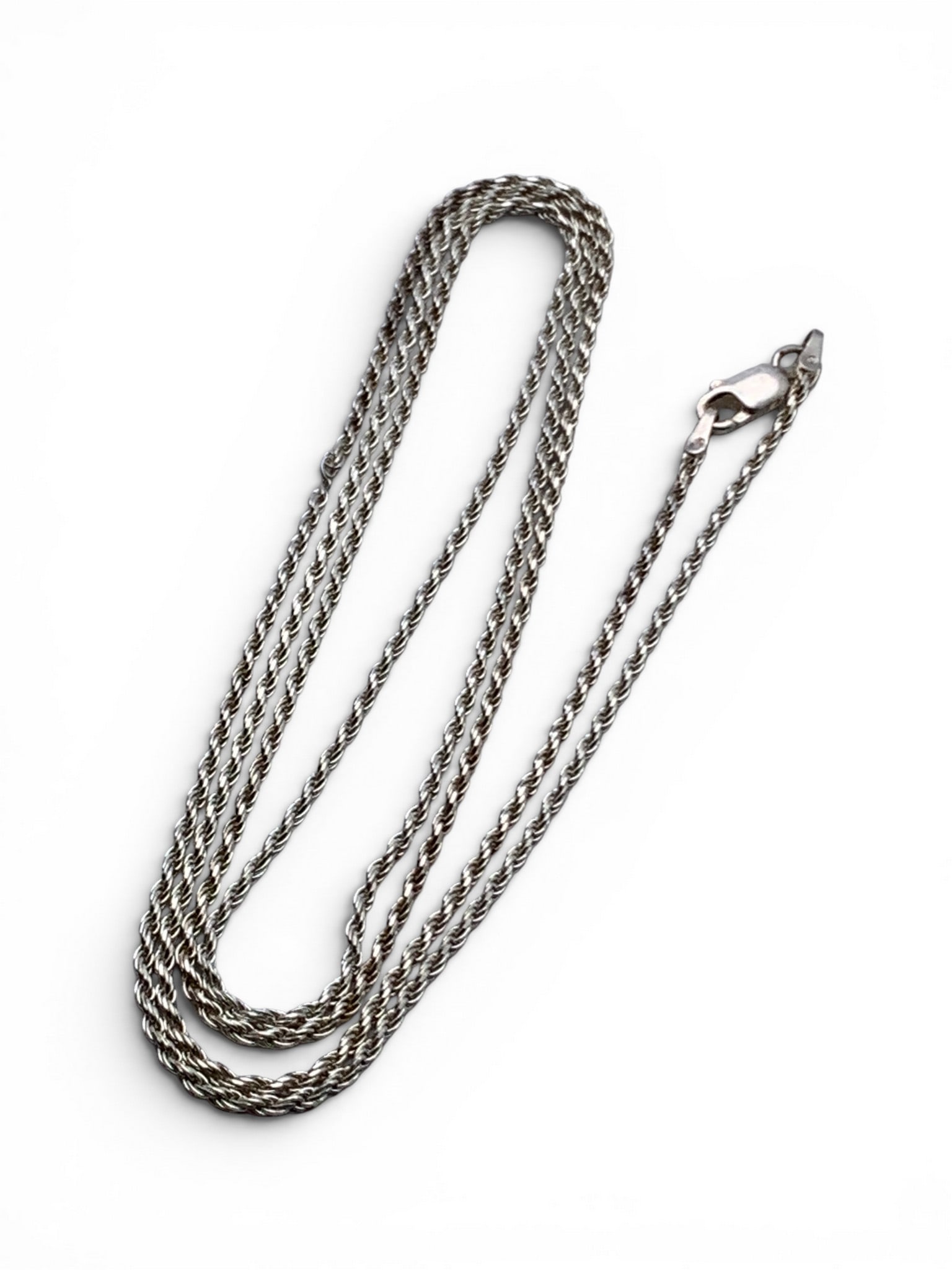 Sterling Silver Italian Rope Style Necklace: Sterling Silver Italian Necklace In A Rope Style Marked: 925 Italy - 30" Long - 6.8 Grams