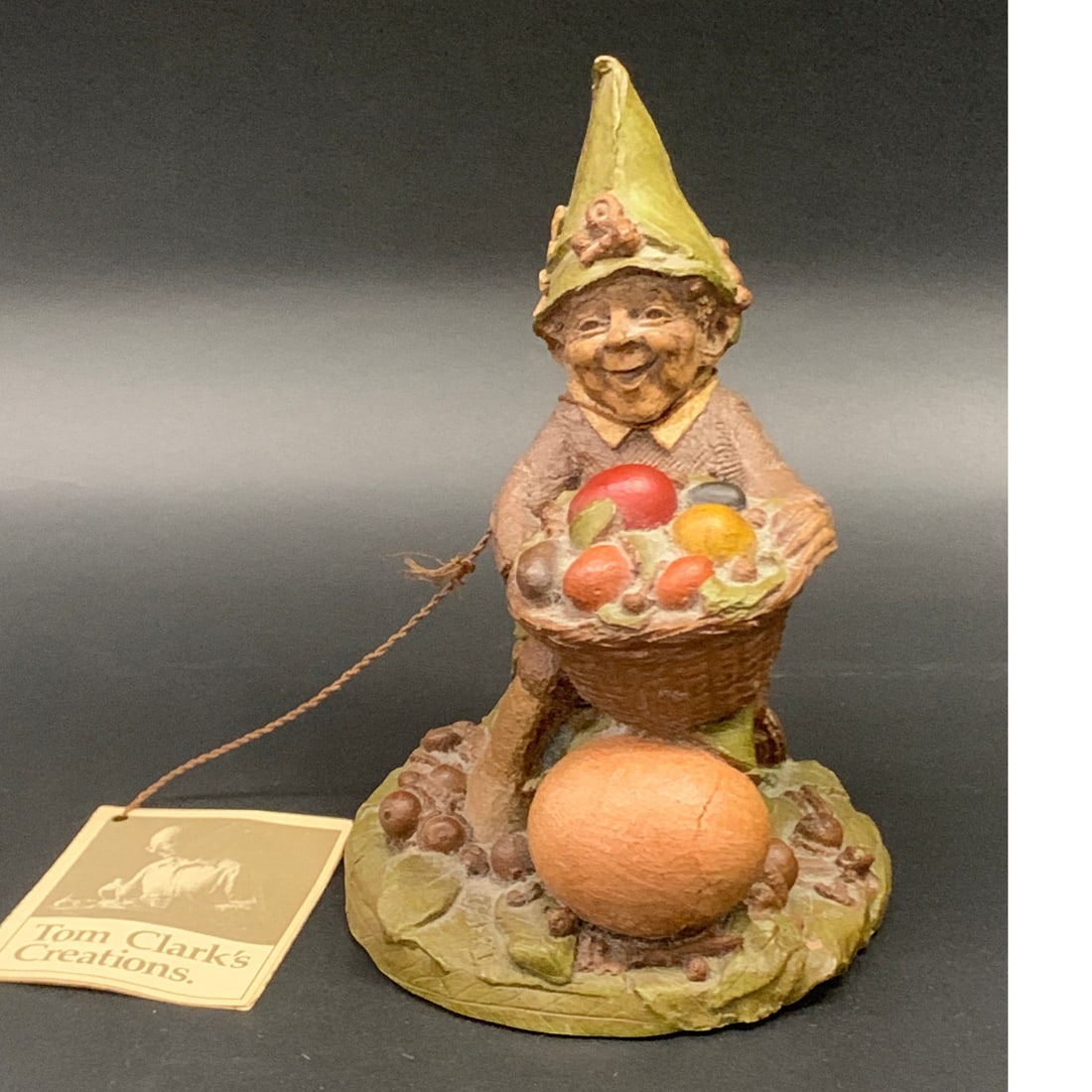 Tom Clark Gnome Figurine, Eggbert: Signed Eggbert. T. Clark. 7" Tall.