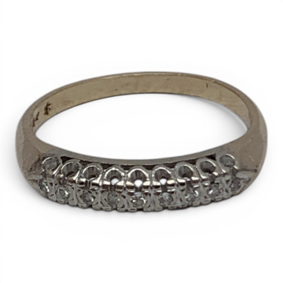 14k Yellow Gold & Diamond Ring: 14k Yellow Gold Ring Featuring 9 Round Cut Diamonds Approx. 0.014ct EachMarked: 14k - Size 6 - 1.2 Dwt