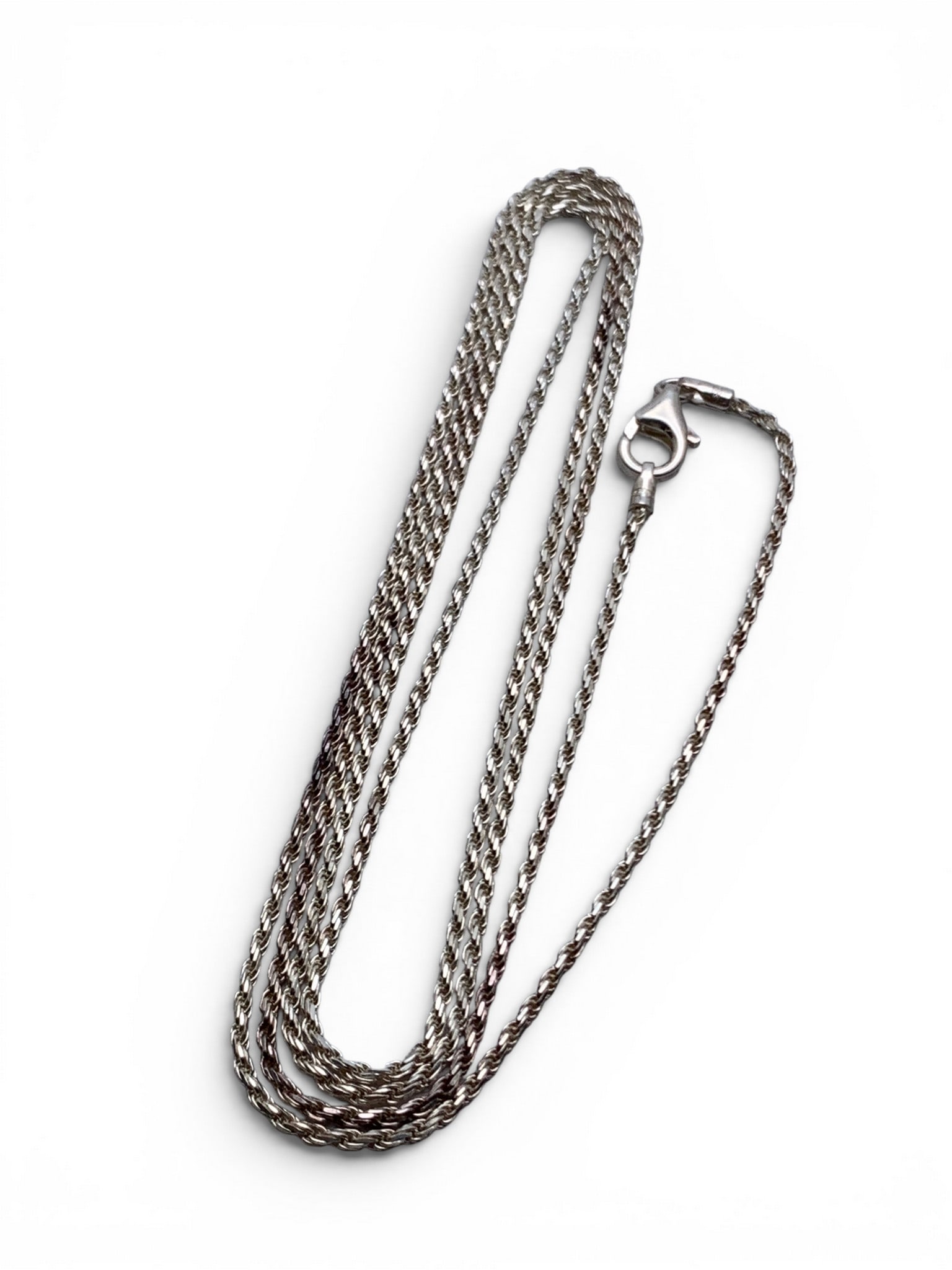 Sterling Silver Italian Rope Style Necklace: Sterling Silver Italian Necklace In A Rope Style Marked: 925 Italy - 30" Long - 6.9 Grams