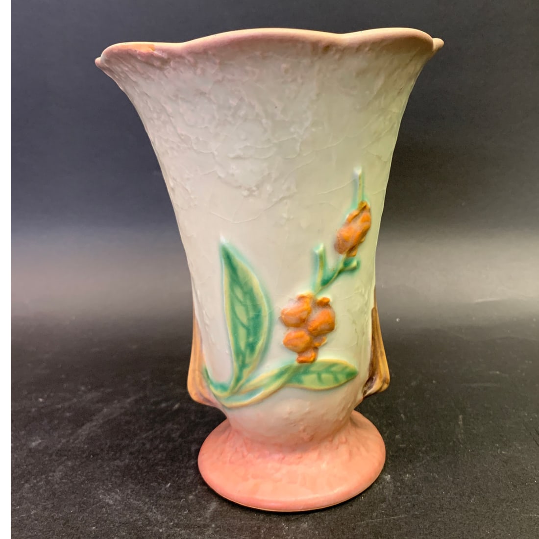 Vintage Roseville Bittersweet Pottery Vase: Vintage Roseville Bittersweet Pottery Vase Featuring A Distinct Cream-to-pink Shaded Glaze With A Stylized Yellow Floral PatternMarked On Bottom: Roseville Usa, 882-66 1/8" Tall