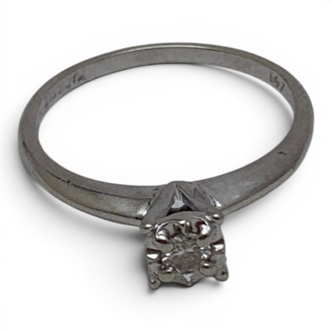 14k White Gold & Solitaire Diamond Ring - 6