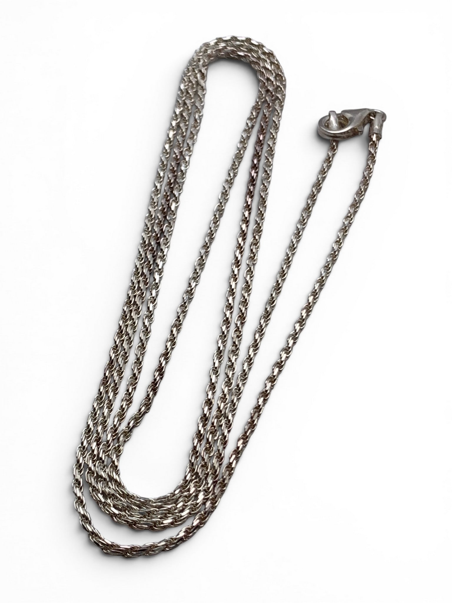 Sterling Silver Italian Rope Style Necklace: Sterling Silver Italian Necklace In A Rope Style Marked: 925 Italy - 30" Long - 7.1 Grams