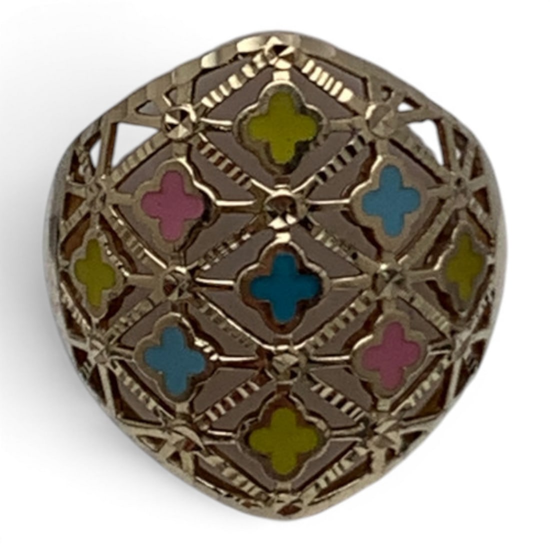 14k Yellow Gold Enameled Ring - 10