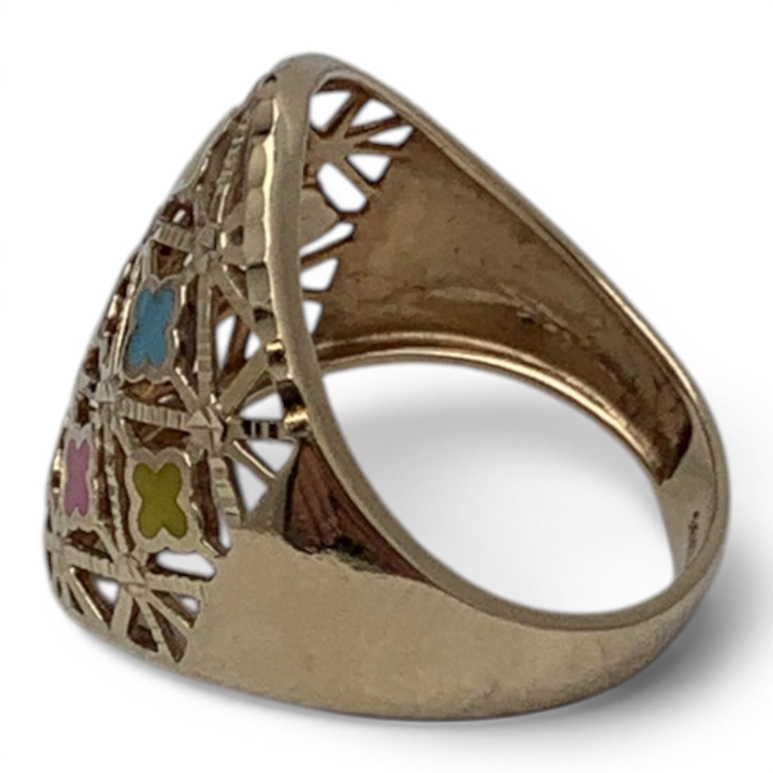 14k Yellow Gold Enameled Ring - 3