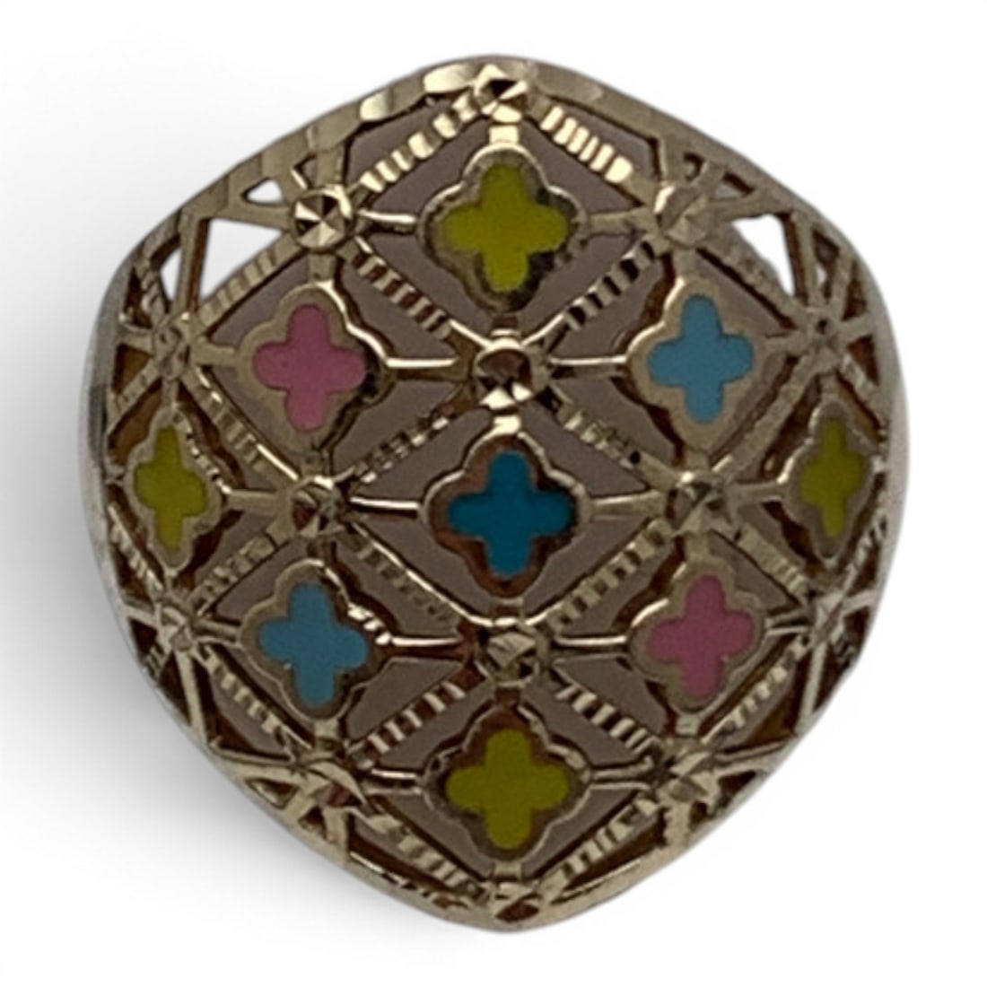 14k Yellow Gold Enameled Ring - 9